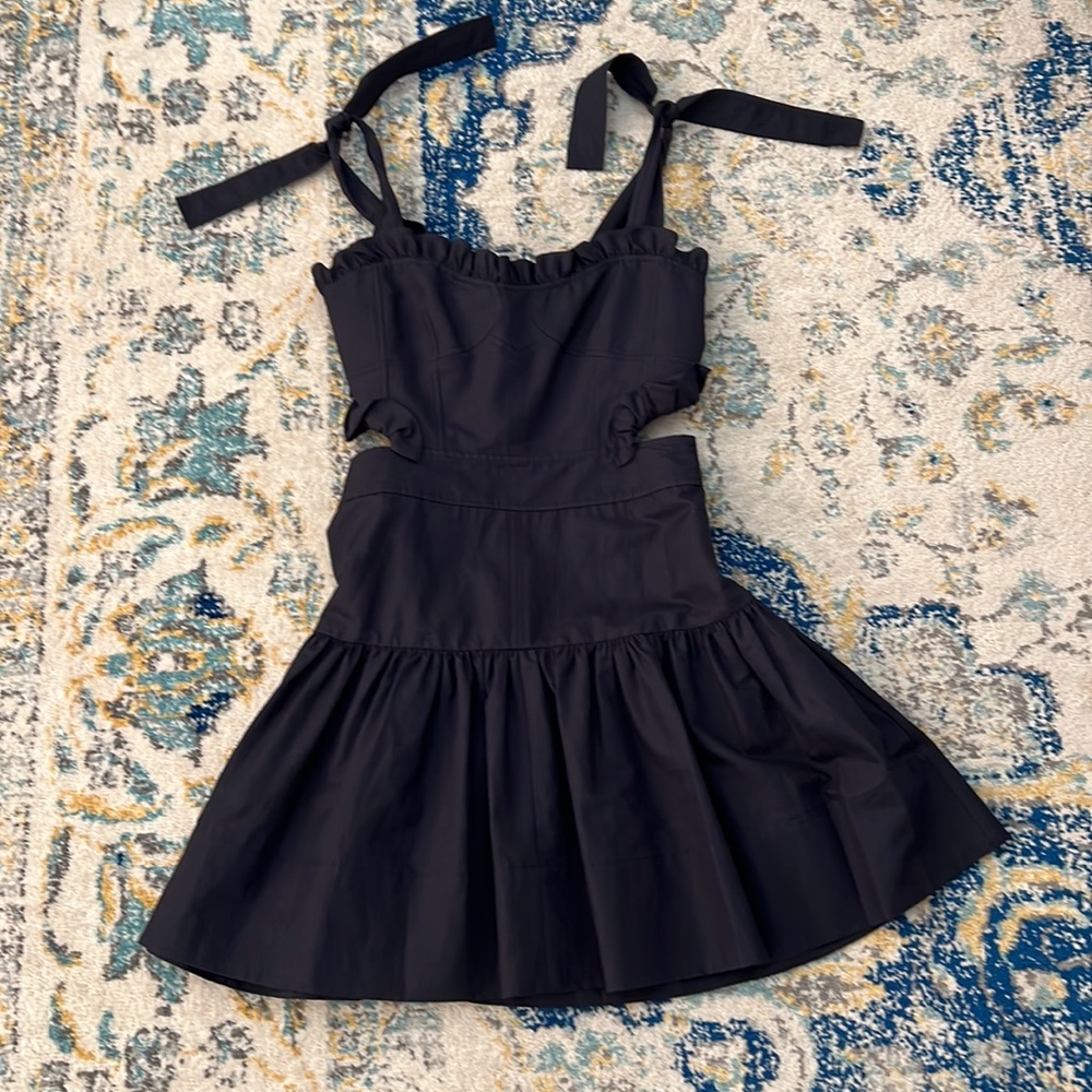 NEW Rebecca Taylor Navy Blue fit and flare cotton dress size 4